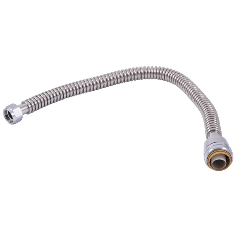 SharkBite 1 Inch x 3/4 Inch FIP x 24 Inch Stainless Steel Corrugated Flexible Water Softener Connector, Push to Connect Brass Plumbing Fitting, PEX Pipe, Copper, CPVC, PE-RT, HDPE, SS3096FLEX24LF - Image 1